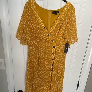 Mustard Yellow Floral Print Backless Maxi Dress